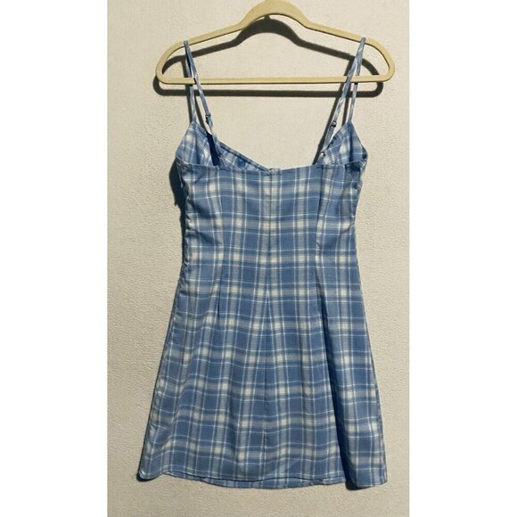 John Galt Dress Womens One Size Blue Plaid Jennifer Mini Strappy Beachy Boho - Picture 5 of 8